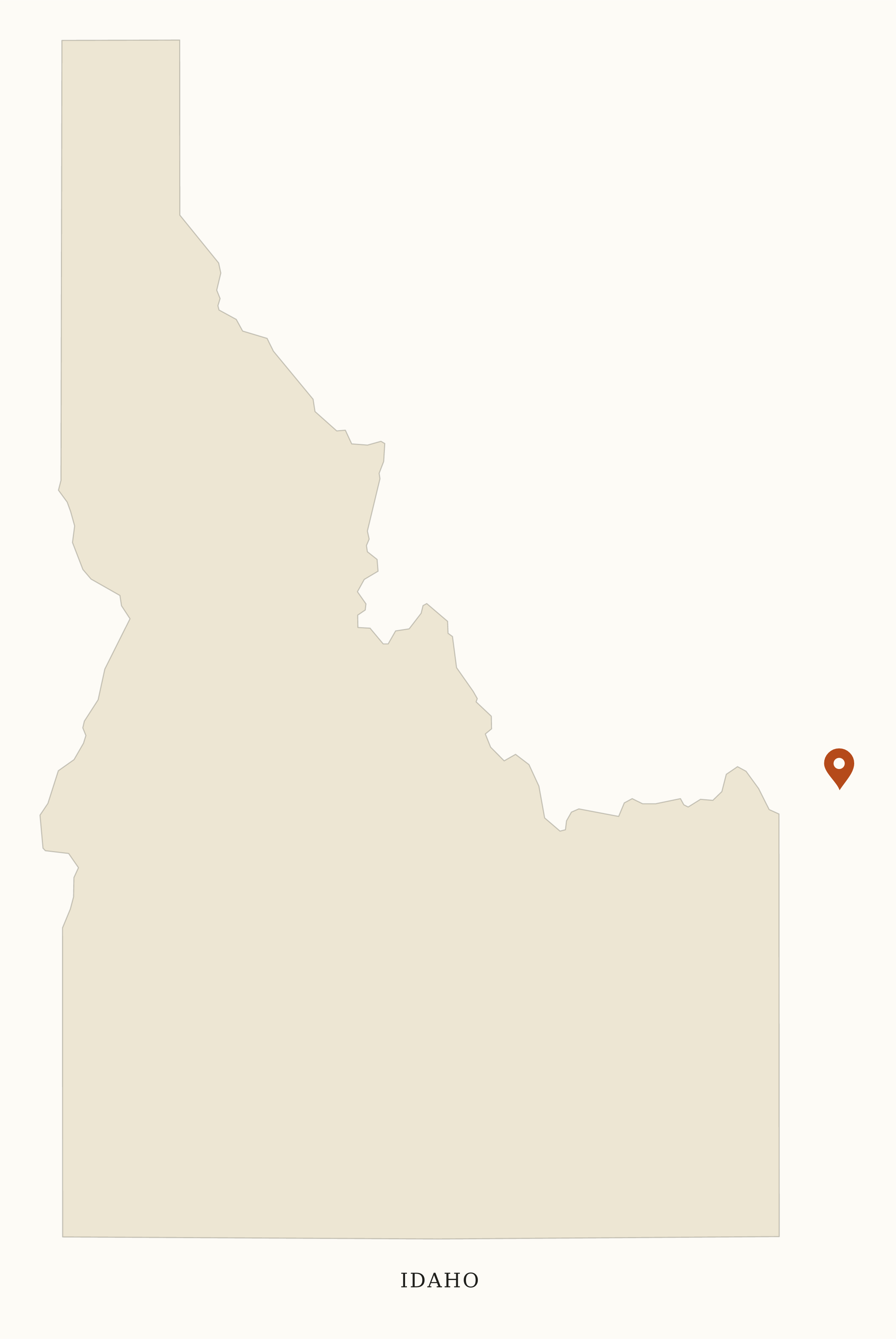 Idaho National Parks map: clean pin map, showing 1 locations: Yellowstone