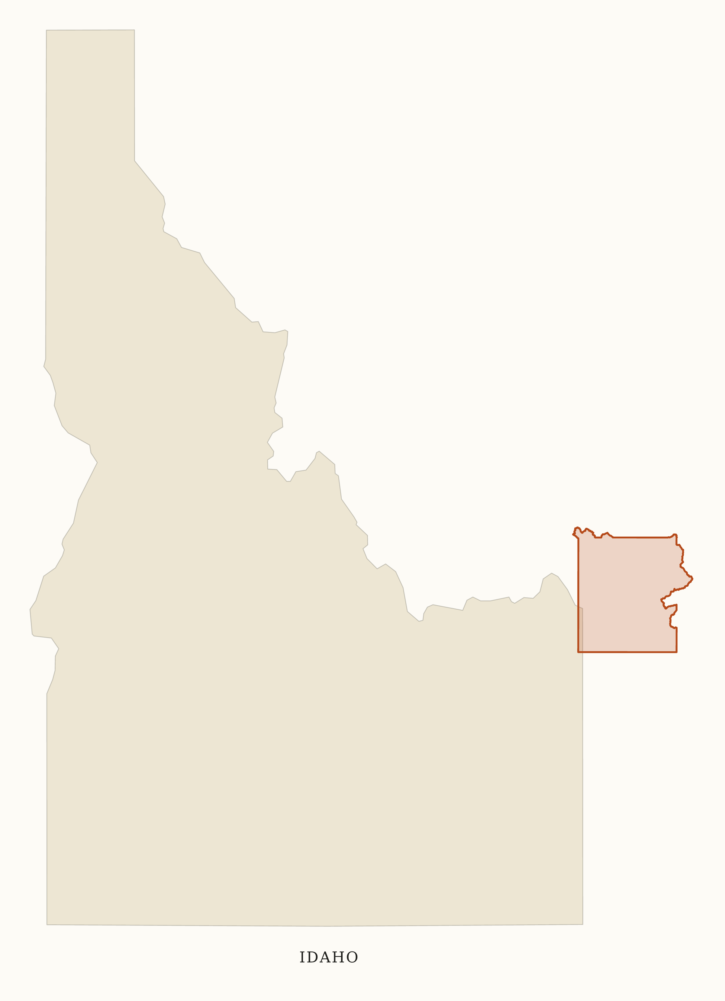 Idaho National Parks map: clean area map, showing 1 locations: Yellowstone