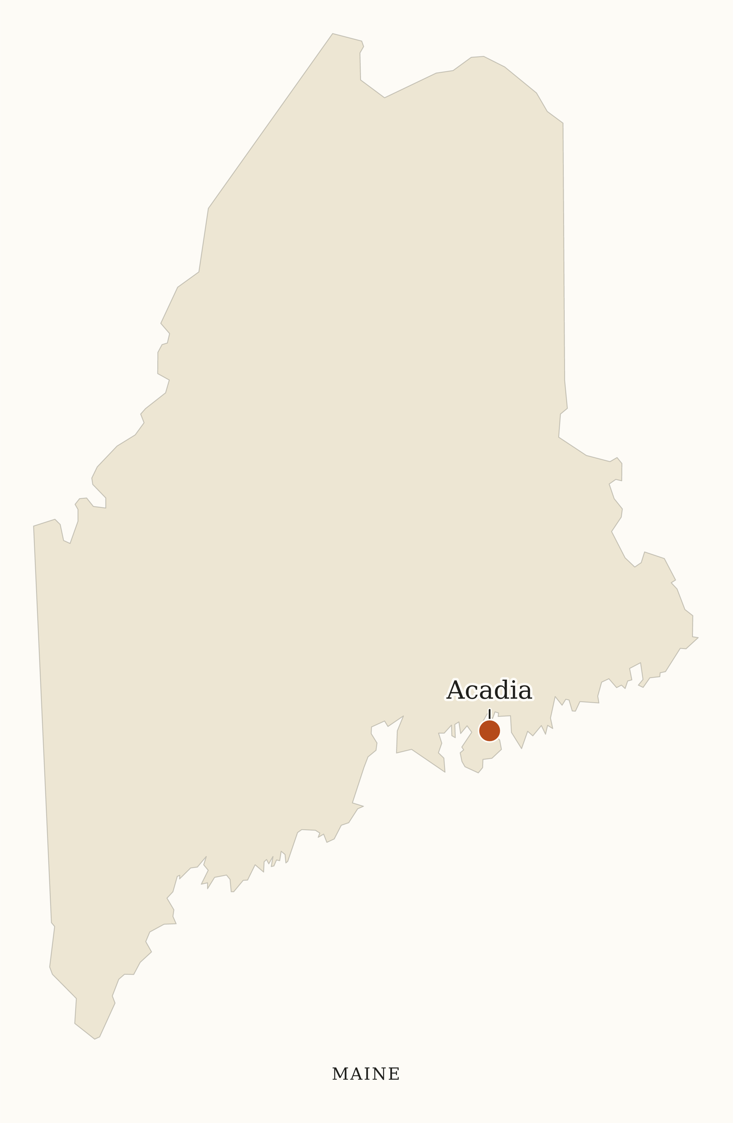 Maine National Parks map: map with place names, showing 1 locations: Acadia