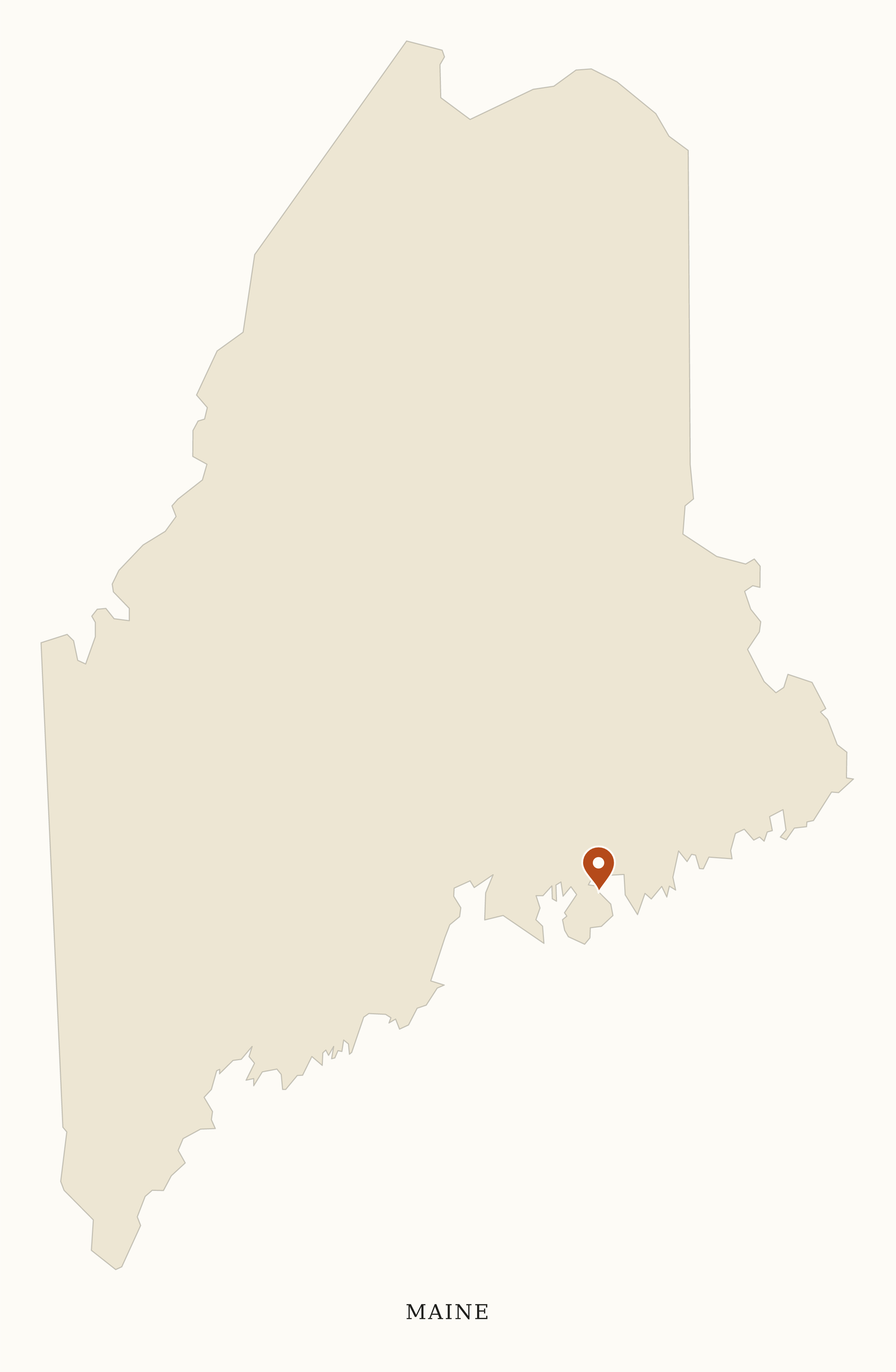 Maine National Parks map: clean pin map, showing 1 locations: Acadia