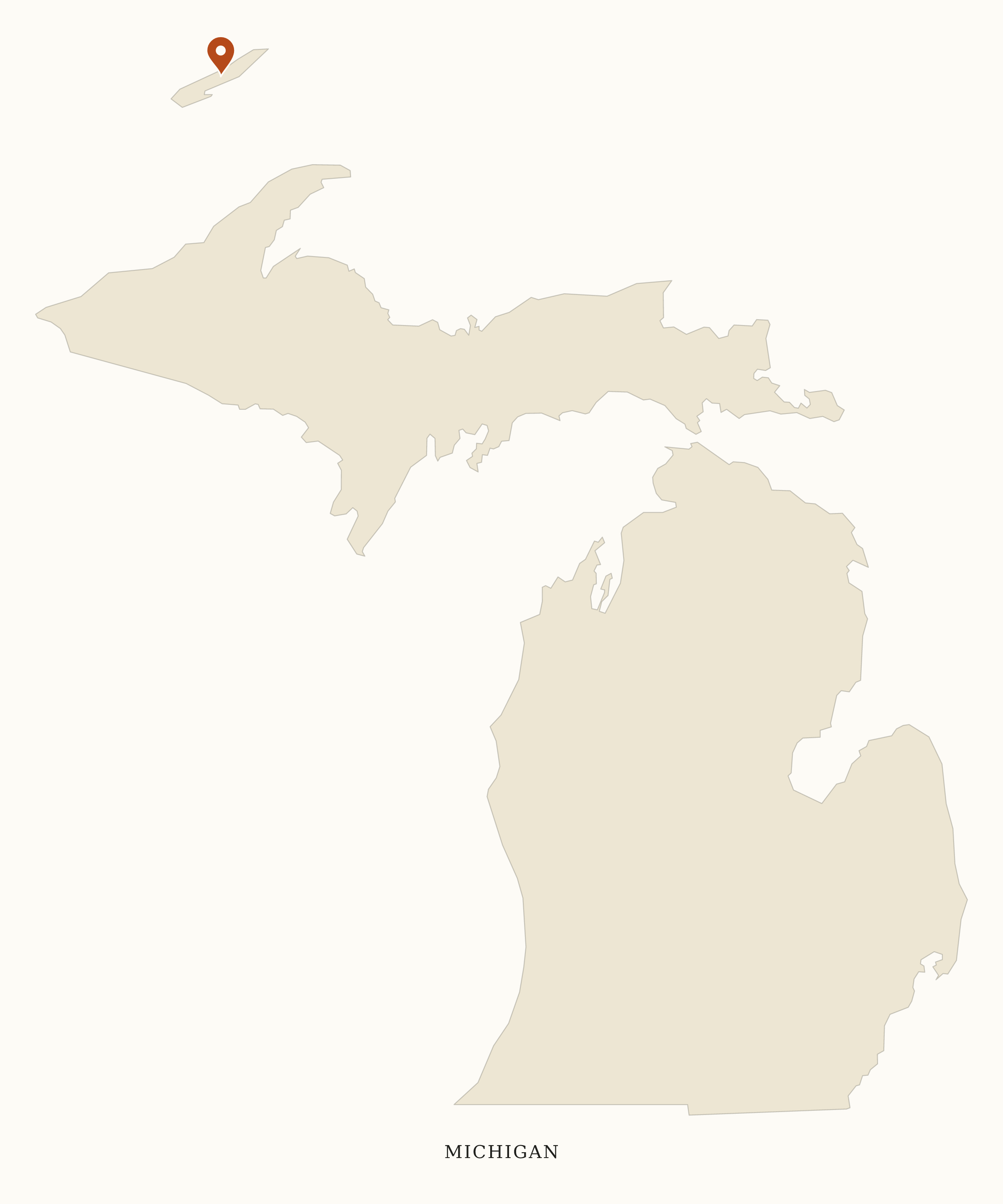 Michigan National Parks map: clean pin map, showing 1 locations: Isle Royale