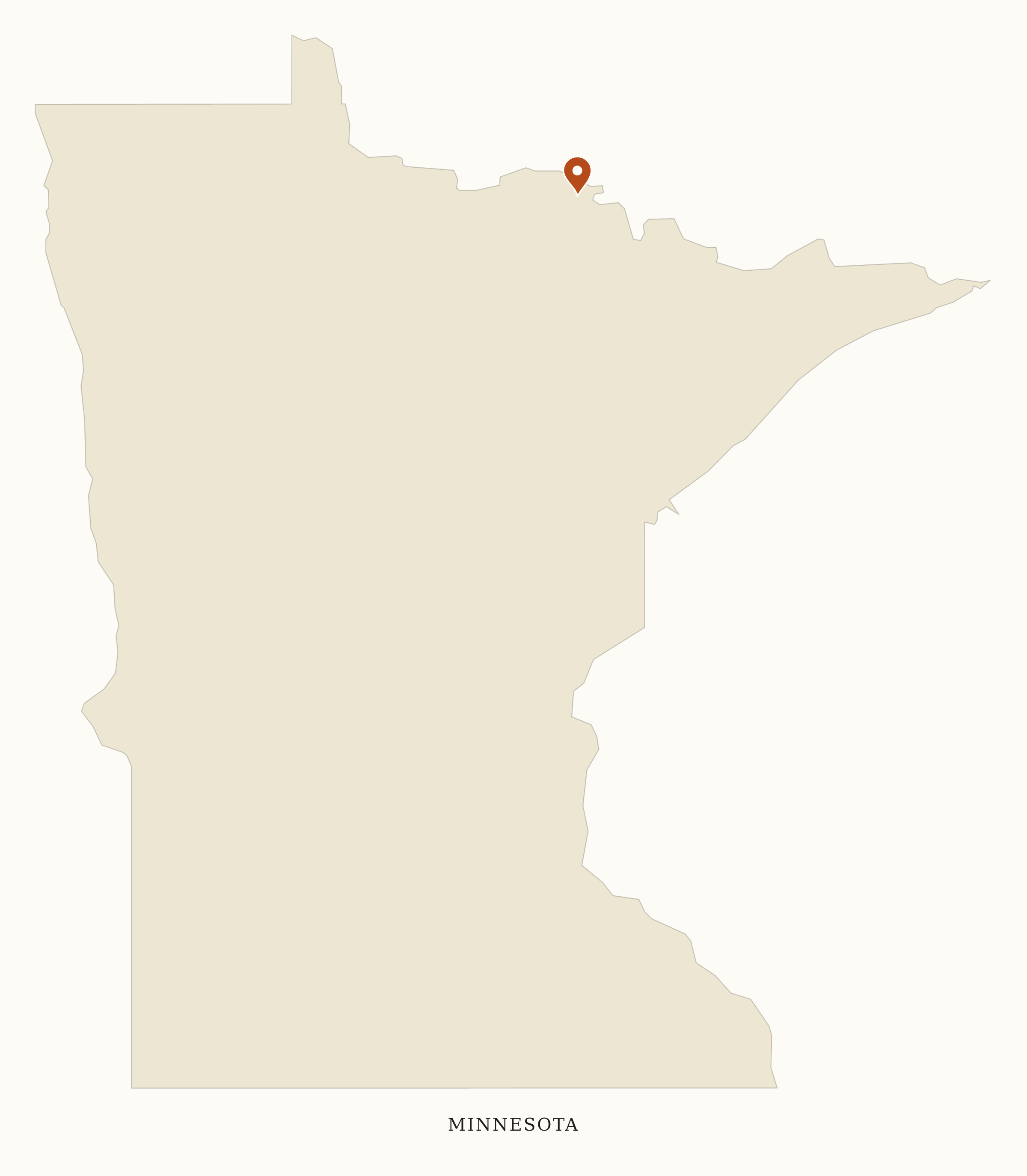 Minnesota National Parks map: clean pin map, showing 1 locations: Voyageurs