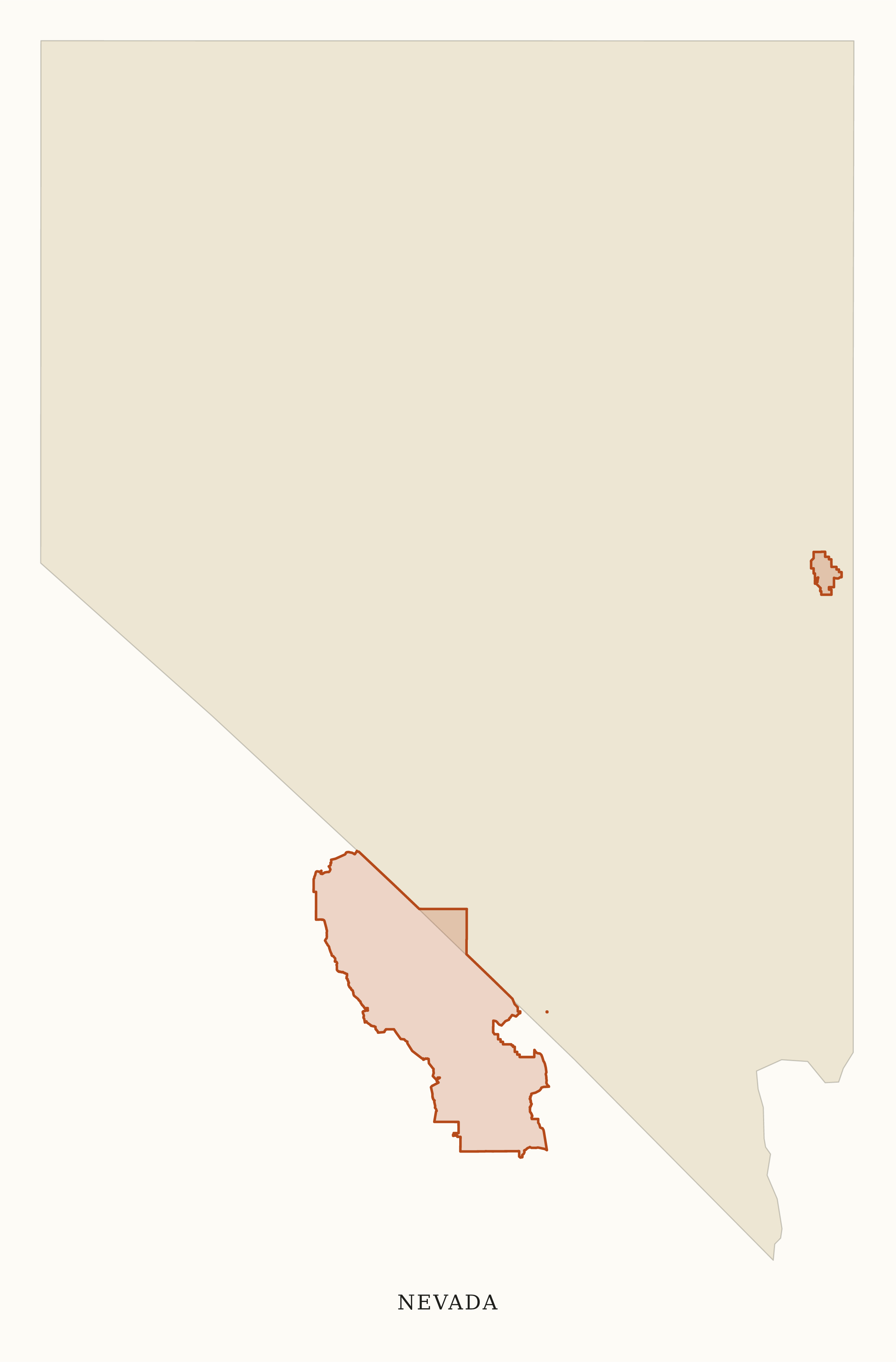 Nevada National Parks map: clean area map, showing 2 locations: Death Valley, Great Basin