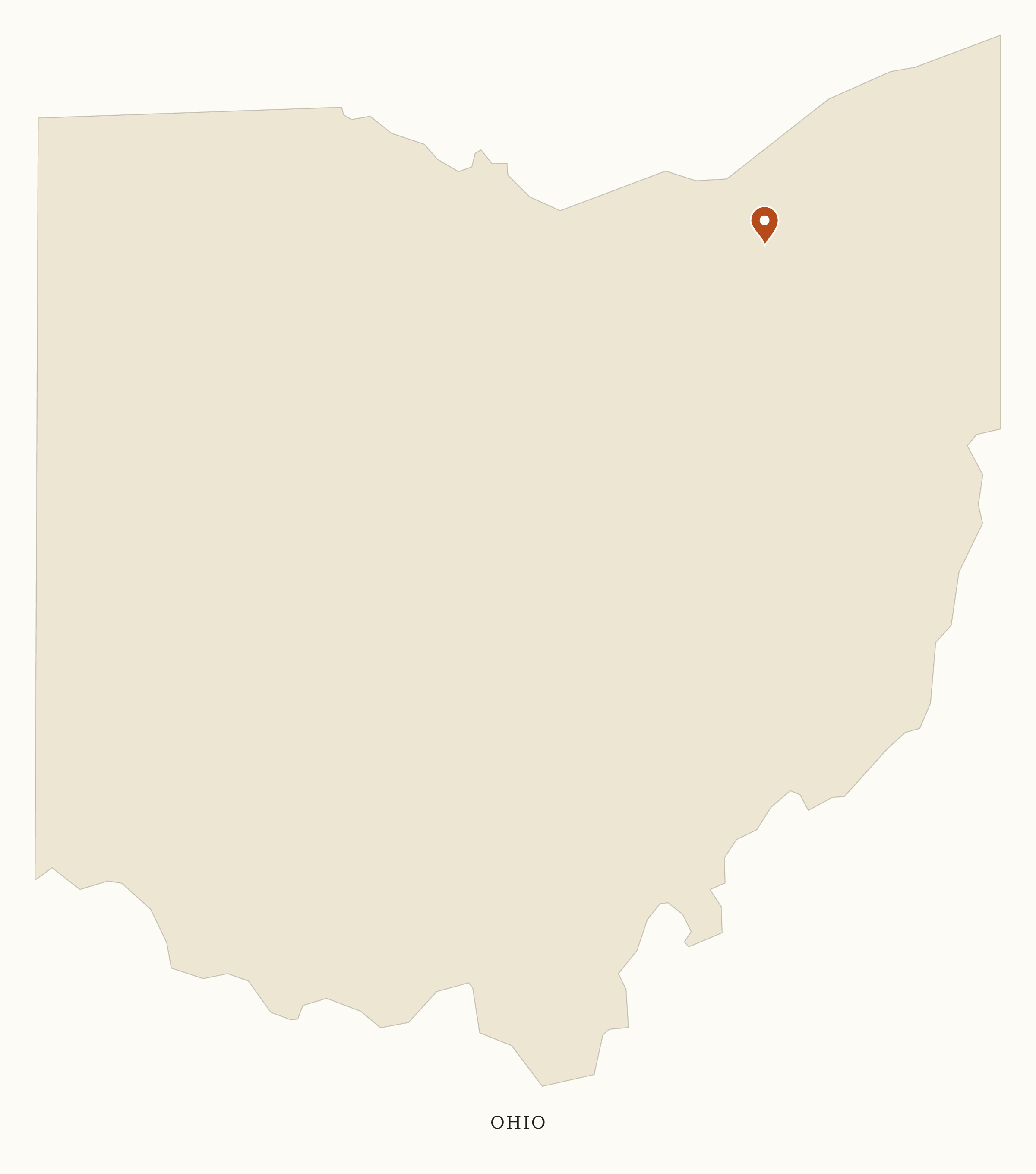 Ohio National Parks map: clean pin map, showing 1 locations: Cuyahoga Valley