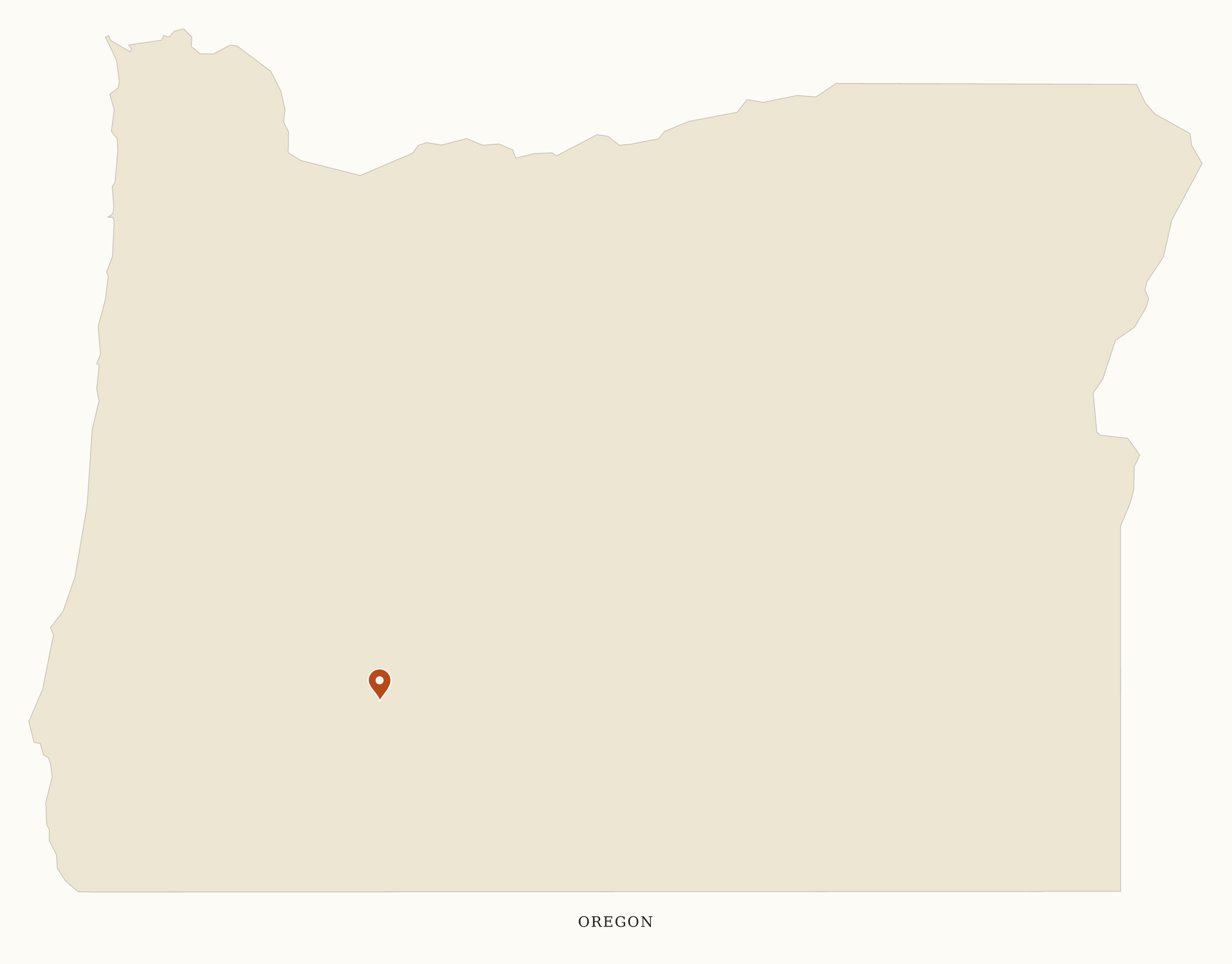 Oregon National Parks map: clean pin map, showing 1 locations: Crater Lake