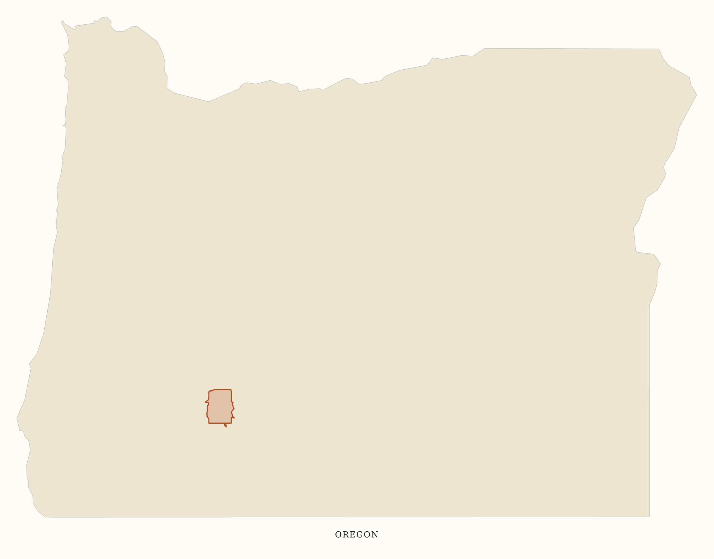Oregon National Parks map: clean area map, showing 1 locations: Crater Lake