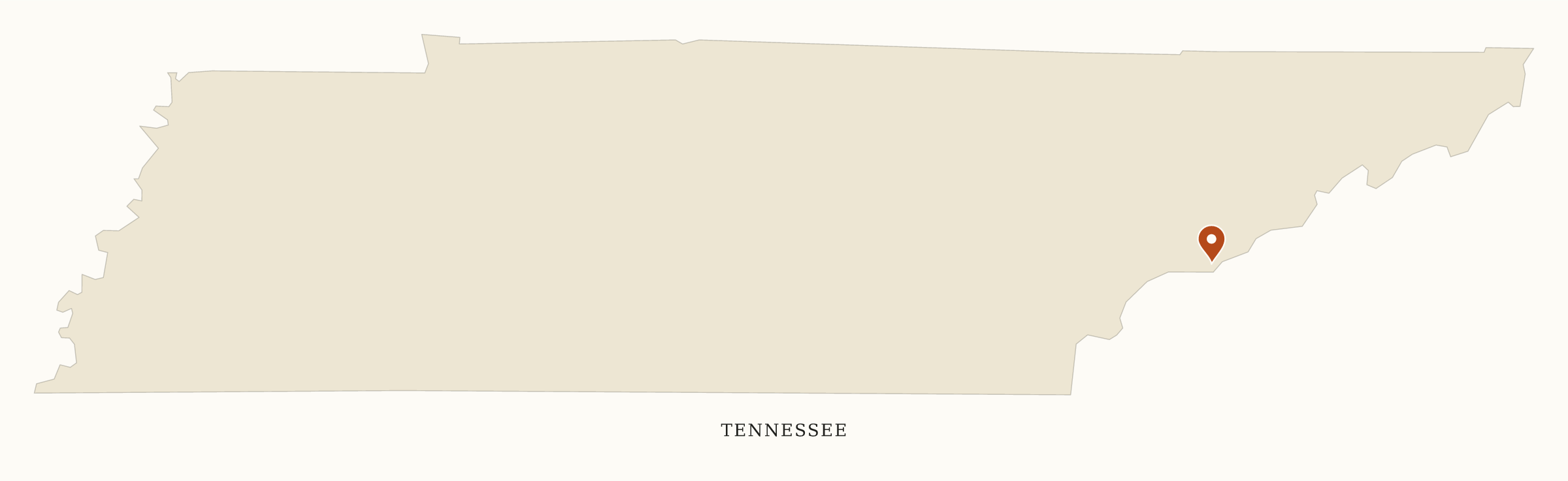 Tennessee National Parks map: clean pin map, showing 1 locations: Great Smoky Mountains