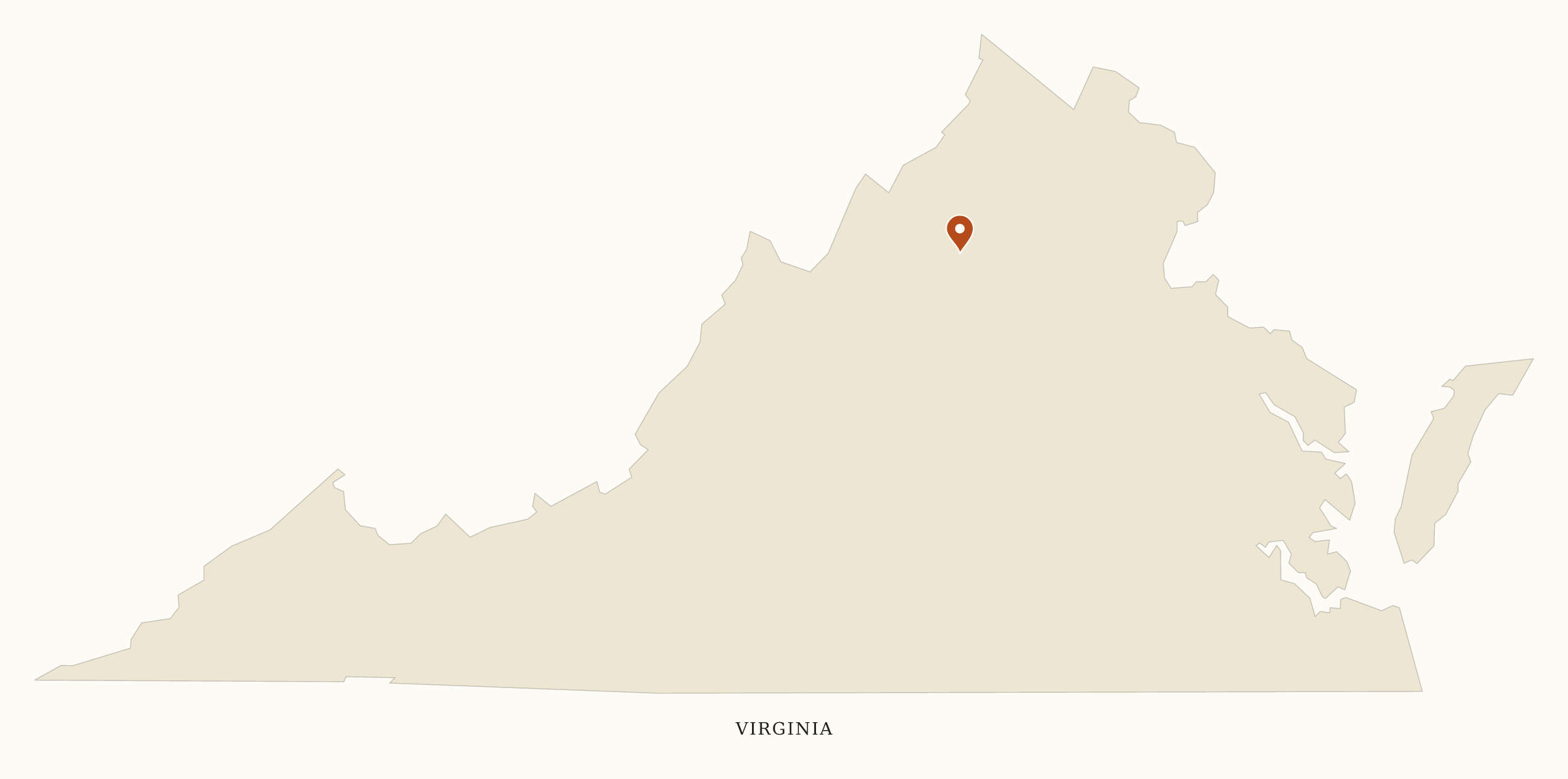 Virginia National Parks map: clean pin map, showing 1 locations: Shenandoah