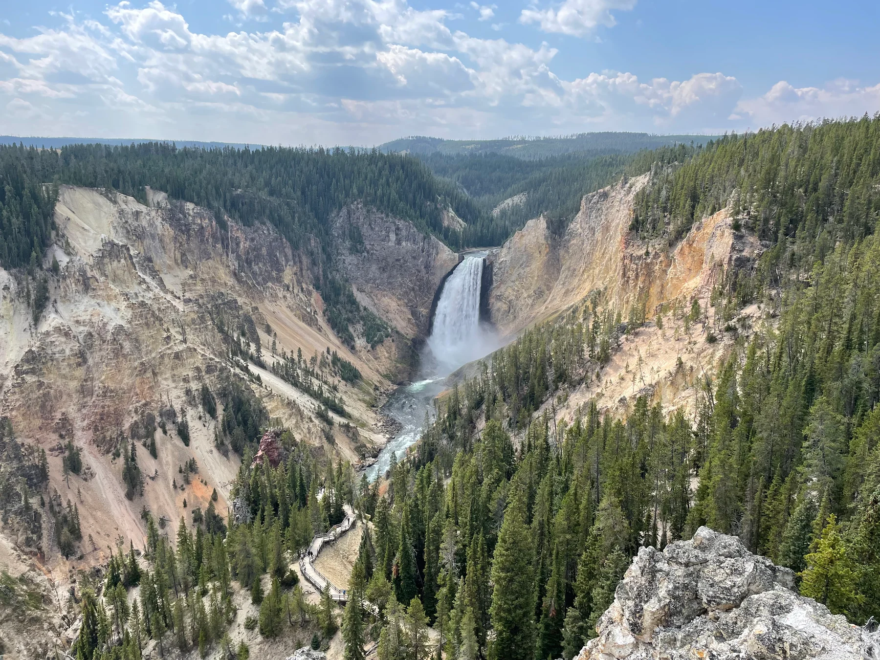 Lower Falls of the Yellowstone River photographed from Lookout Point in the Grand Canyon of the Yellowstone, Yellowstone National Park.